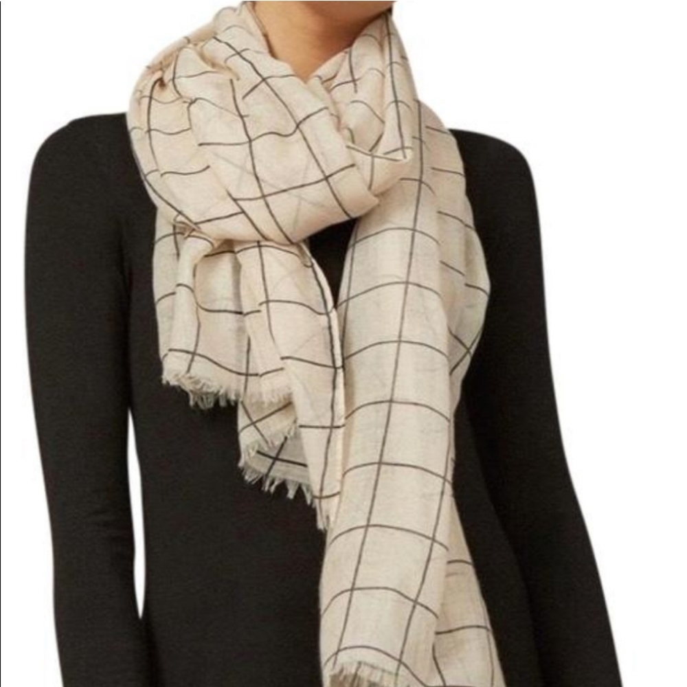 NEW Rachel Pally Plaid Cream Scarf